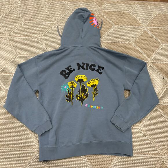 Converse blue men’s size small striped pullover hoodie - Picture 2 of 7